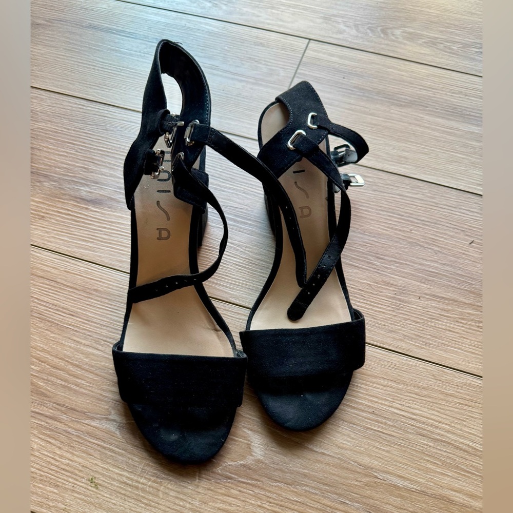 Black, double strap block heel. Women’s size 8